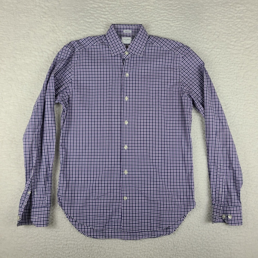 Culturata Roma Shirt Mens 15 36 Purple Blue Tailored Fit Thomas‎ Mason Button Up